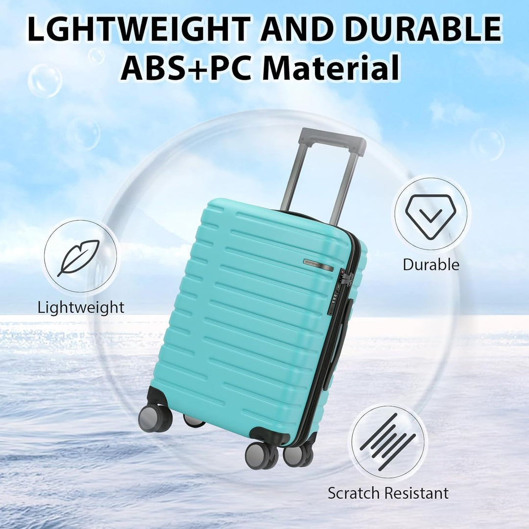 Expandable Hard Shell Carry-On Luggage with Spinner Wheels & TSA Lock