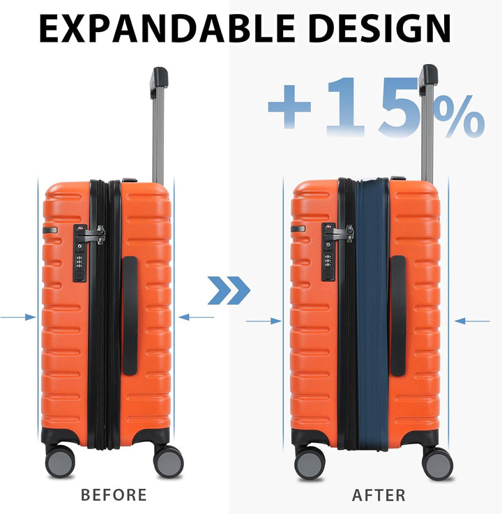 Expandable Hard Shell Carry-On Luggage with Spinner Wheels & TSA Lock