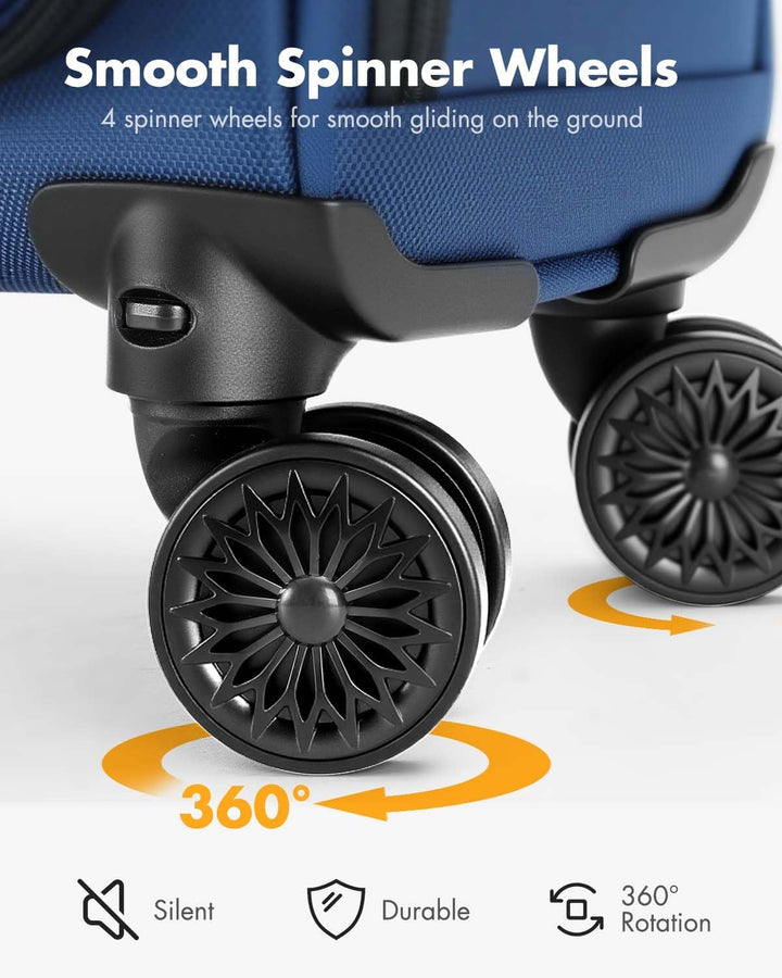 Airline-Approved Underseat Carry-On with Spinner Wheels & Laptop Pocket