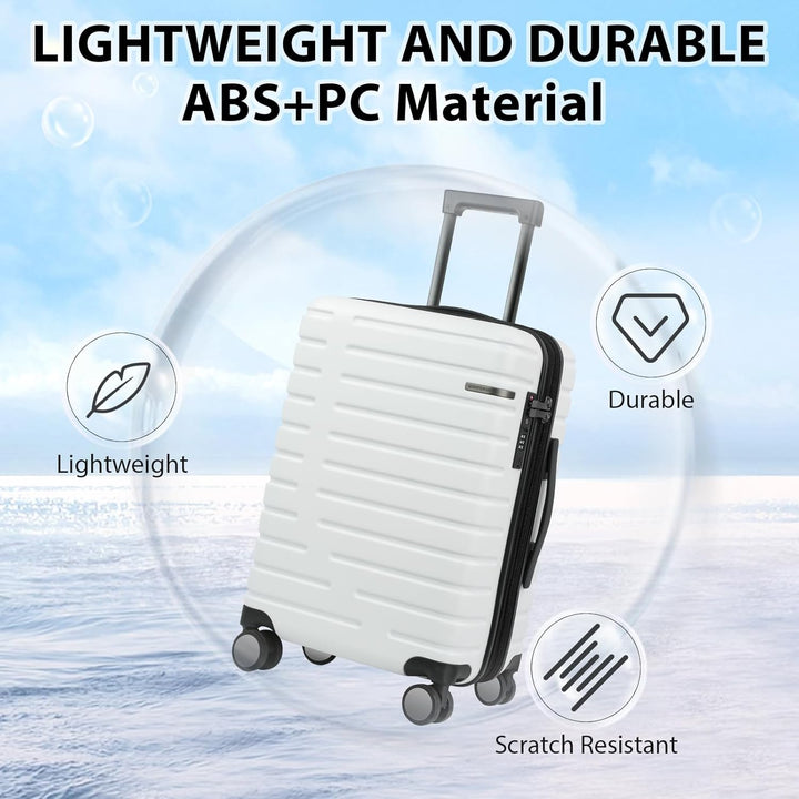 Expandable Hard Shell Carry-On Luggage with Spinner Wheels & TSA Lock