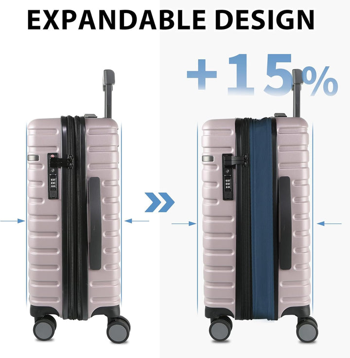 Expandable Hard Shell Carry-On Luggage with Spinner Wheels & TSA Lock