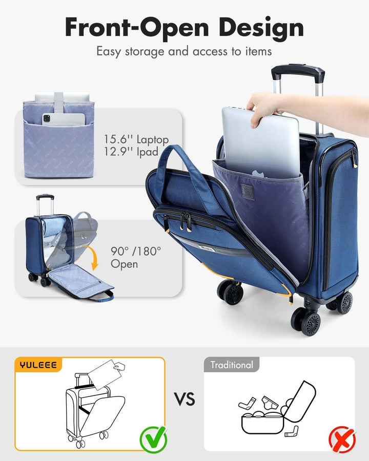 Airline-Approved Underseat Carry-On with Spinner Wheels & Laptop Pocket