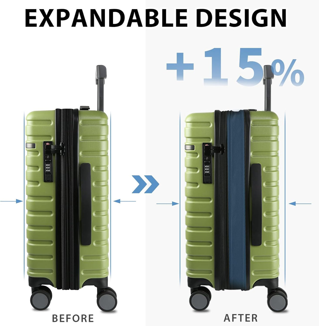 Expandable Hard Shell Carry-On Luggage with Spinner Wheels & TSA Lock