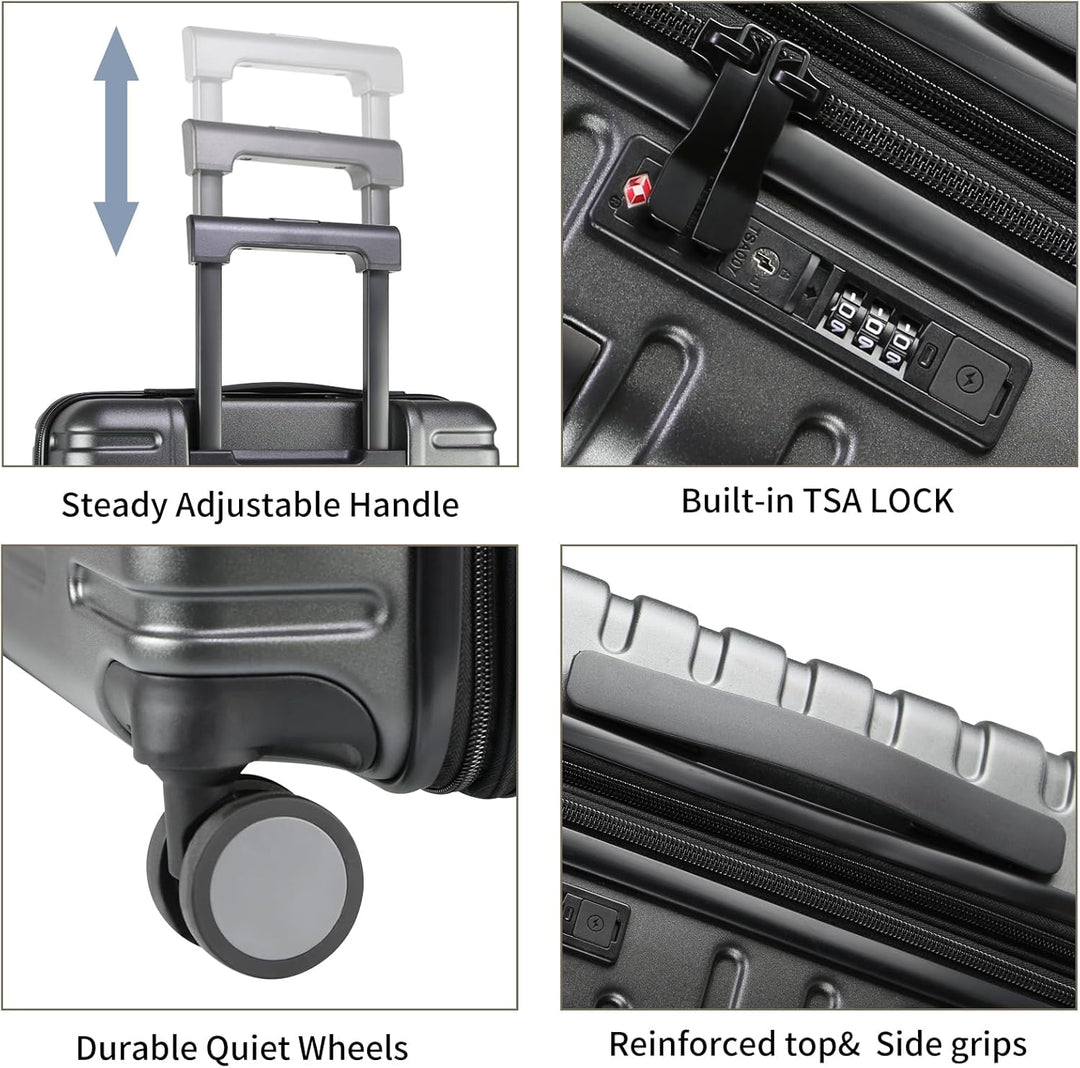 Expandable Hard Shell Carry-On Luggage with Spinner Wheels & TSA Lock