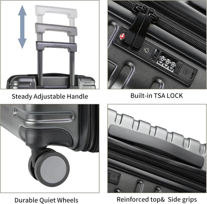 Expandable Hard Shell Carry-On Luggage with Spinner Wheels & TSA Lock