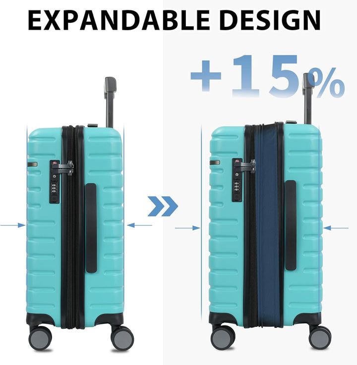 Expandable Hard Shell Carry-On Luggage with Spinner Wheels & TSA Lock