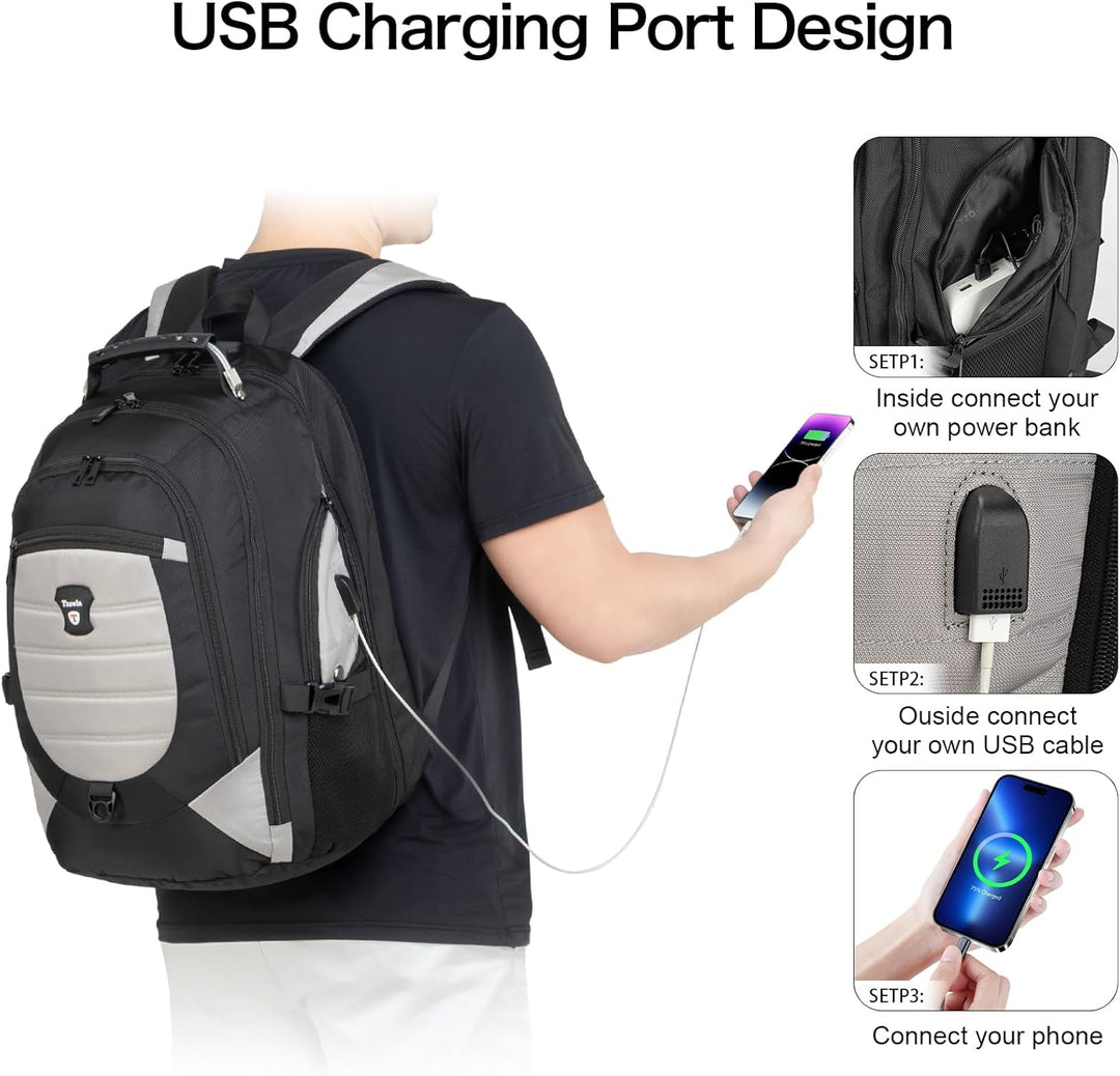 Water-Resistant Anti-Theft Laptop & Travel Backpack with USB Port – 17.3" (43.94 cm)