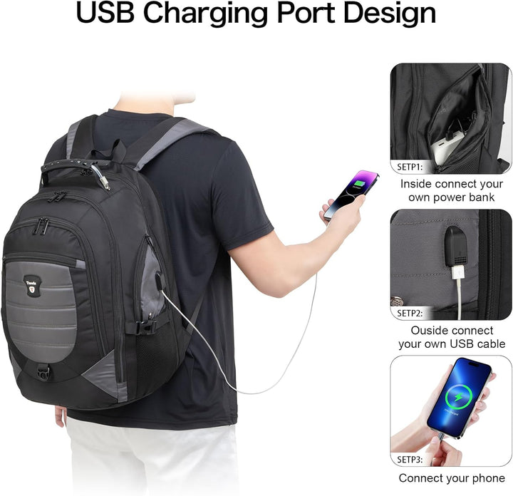 Water-Resistant Anti-Theft Laptop & Travel Backpack with USB Port – 17.3" (43.94 cm)