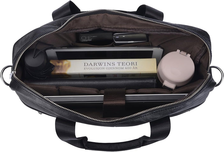 Premium Cowhide Leather 15” (38.1 cm) Business Briefcase with Organiser Compartments