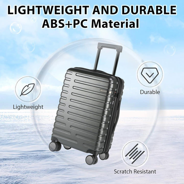 Expandable Hard Shell Carry-On Luggage with Spinner Wheels & TSA Lock