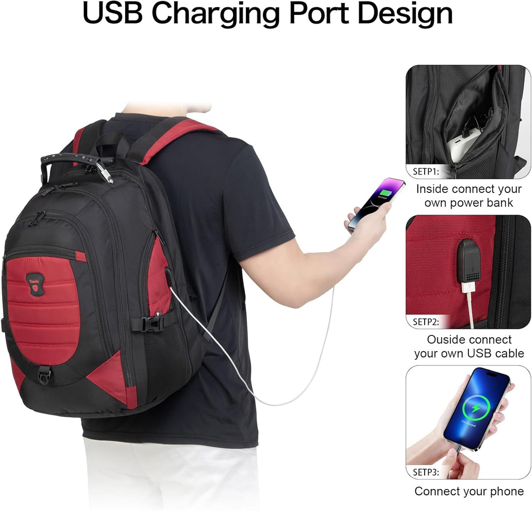 Water-Resistant Anti-Theft Laptop & Travel Backpack with USB Port – 17.3" (43.94 cm)