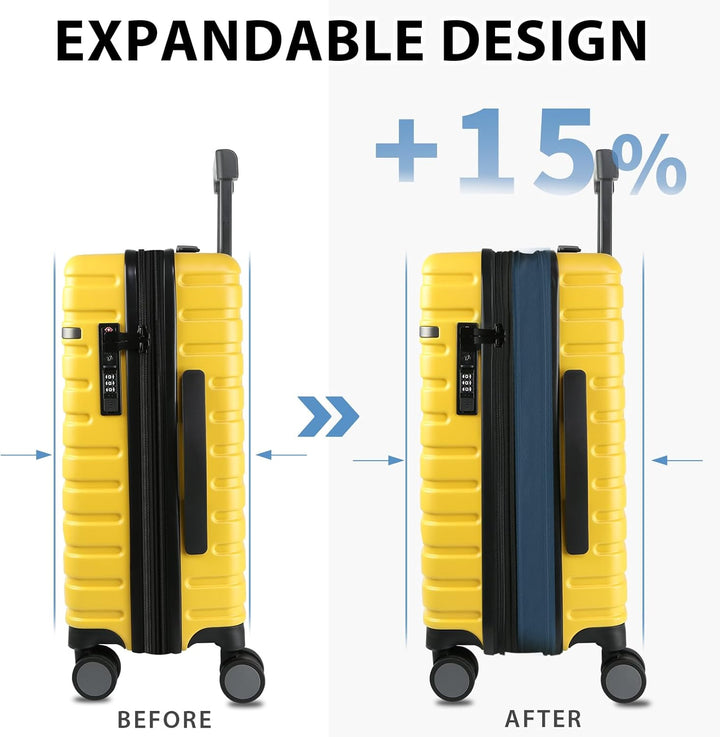 Expandable Hard Shell Carry-On Luggage with Spinner Wheels & TSA Lock