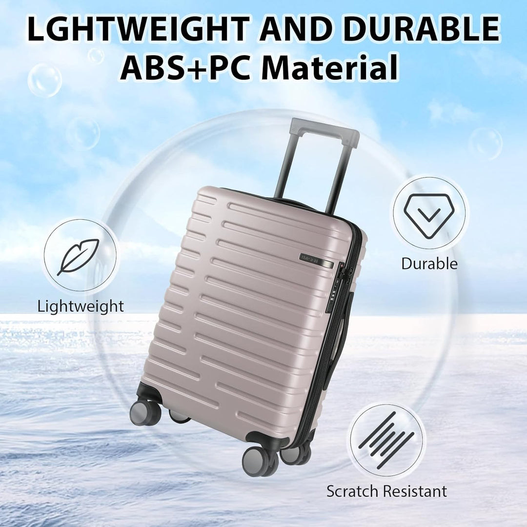 Expandable Hard Shell Carry-On Luggage with Spinner Wheels & TSA Lock
