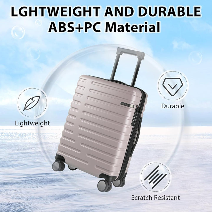 Expandable Hard Shell Carry-On Luggage with Spinner Wheels & TSA Lock