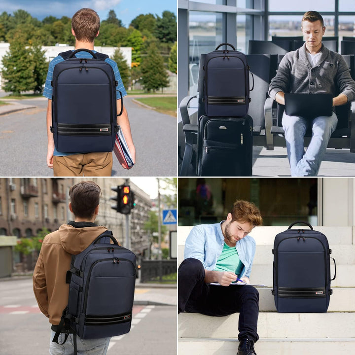 Expandable 45L–55L Water-Resistant Travel Backpack with 18" Laptop Compartment