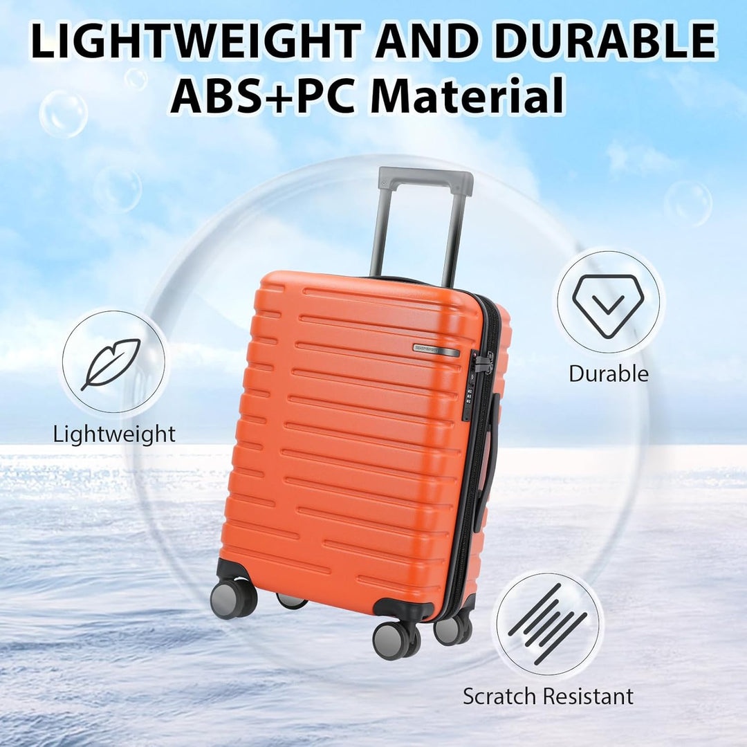 Expandable Hard Shell Carry-On Luggage with Spinner Wheels & TSA Lock
