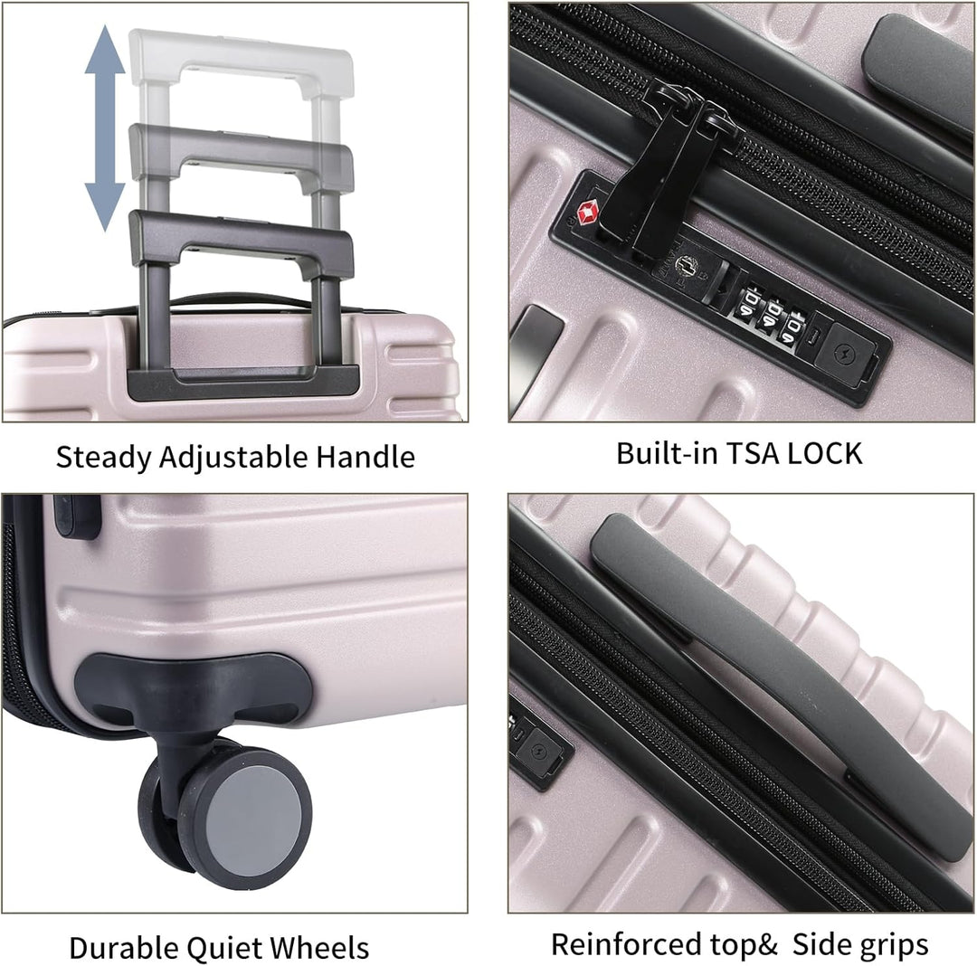 Expandable Hard Shell Carry-On Luggage with Spinner Wheels & TSA Lock