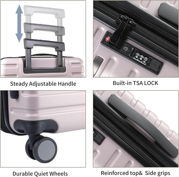 Expandable Hard Shell Carry-On Luggage with Spinner Wheels & TSA Lock