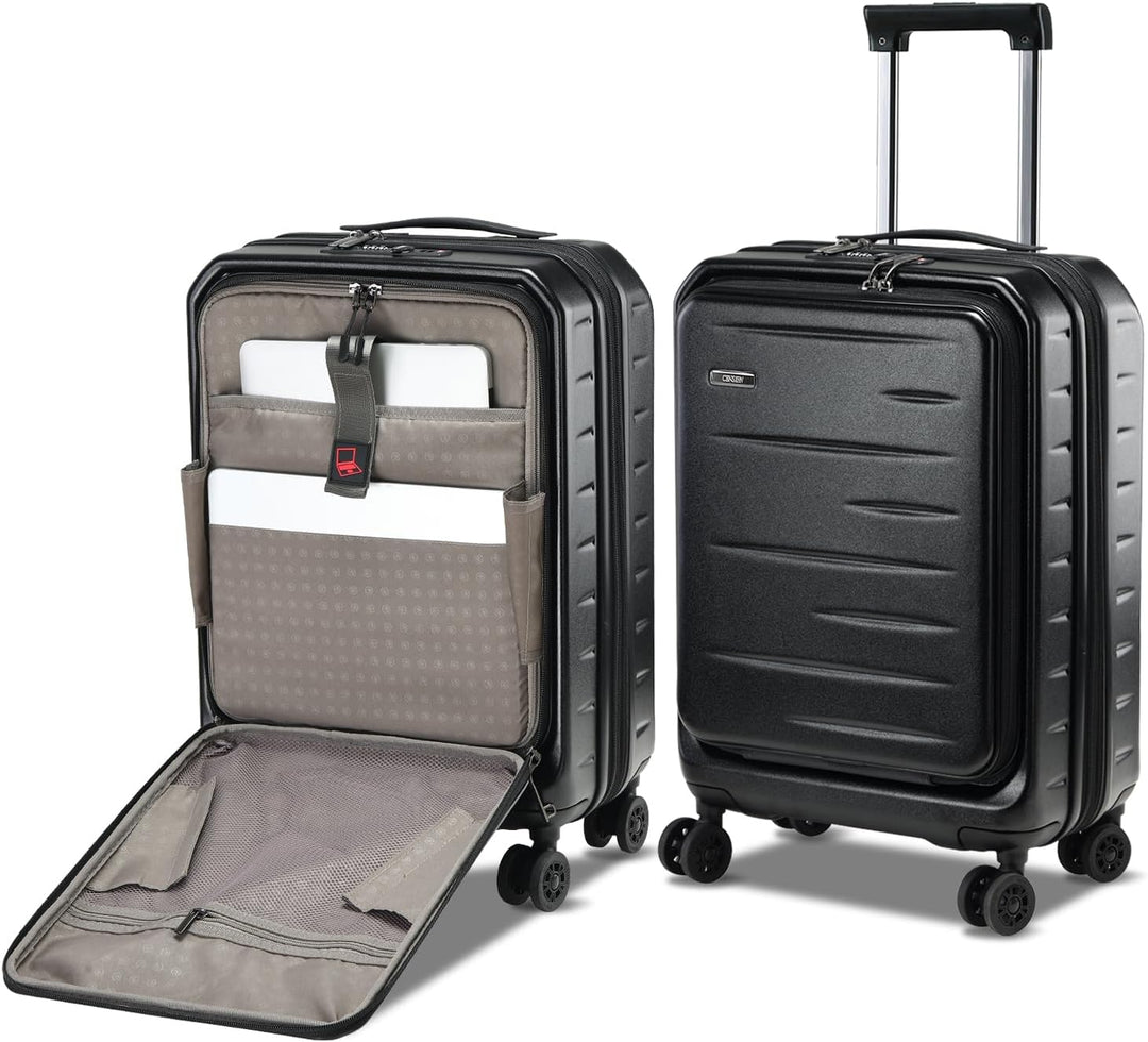 Expandable Hard Shell Carry-On with Front Pocket & TSA Lock