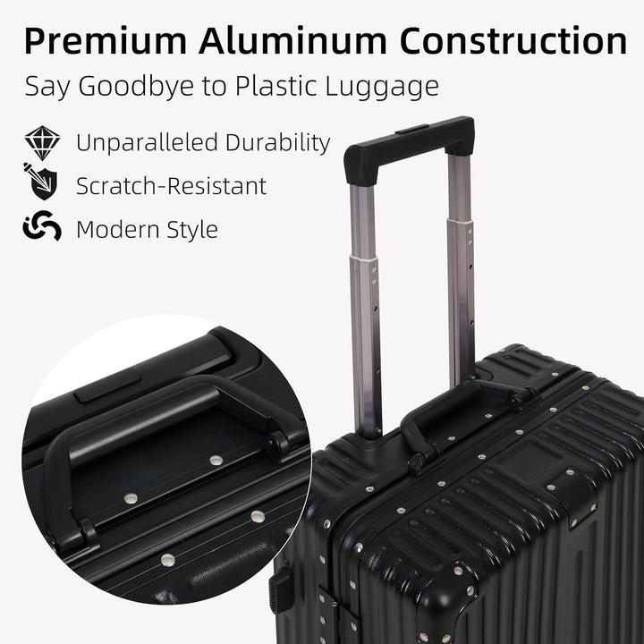 Aluminium Frame Carry-On Luggage with TSA Lock & Silent Wheels