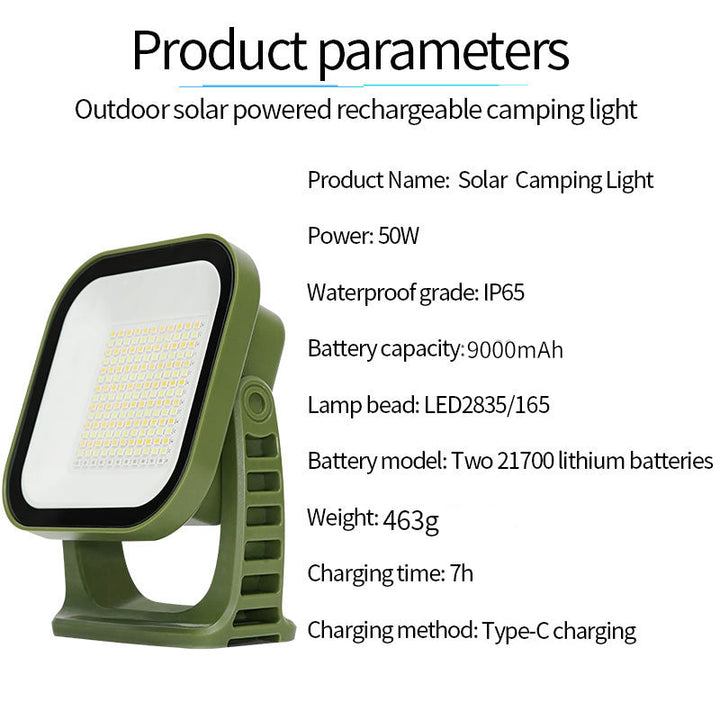 80W LED SOLAR-CHARGED CAMPING LAMP WITH MAGNET AND ZOOM FUNCTION-LY02S Solar energy-Nora Luxe