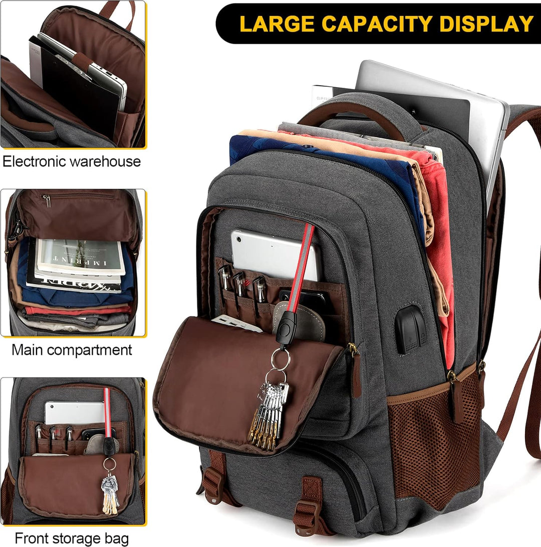 AA OUT OF STOCK Anti-Theft Canvas Laptop & Travel Backpack with USB Port – Fits up to 17.3" (43.94 cm)