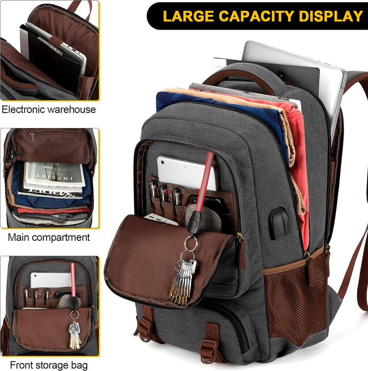 AA OUT OF STOCK Anti-Theft Canvas Laptop & Travel Backpack with USB Port – Fits up to 17.3" (43.94 cm)