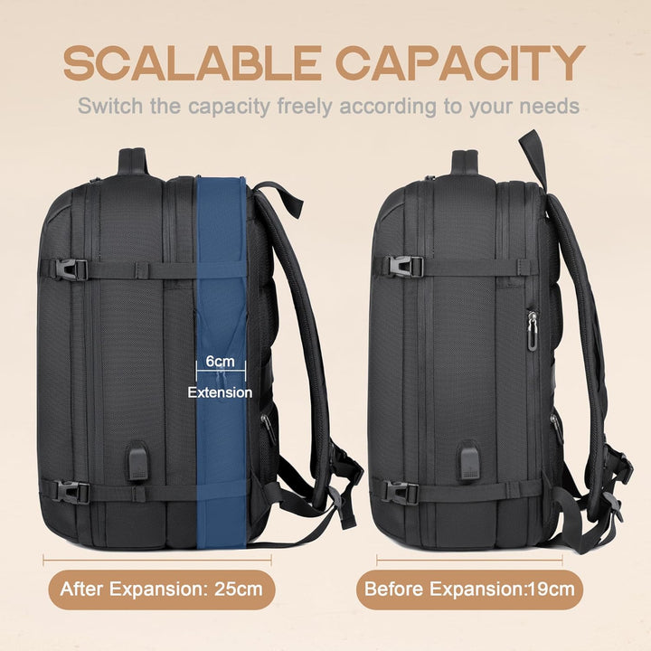40L Expandable Waterproof Travel Backpack with USB Port & 17” (43.18 cm) Laptop Sleeve – AirVoyage (Buy 1, Take 1 FREE Promo)