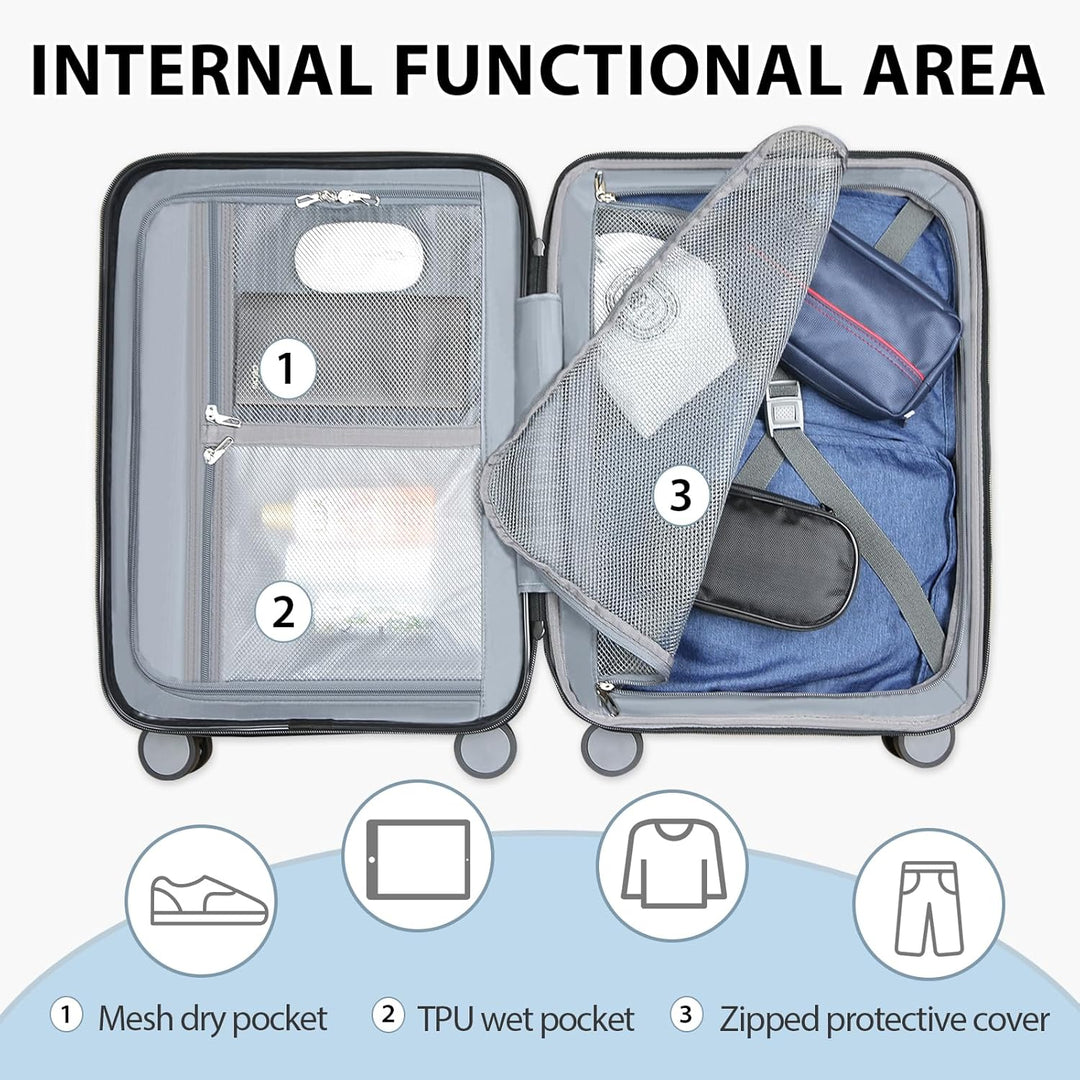 Expandable Hard Shell Carry-On Luggage with Spinner Wheels & TSA Lock