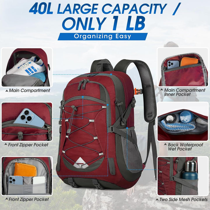 AA OUT OF STOCK 40L Waterproof Hiking & Camping Backpack – Lightweight & Packable – 1+1 FREE