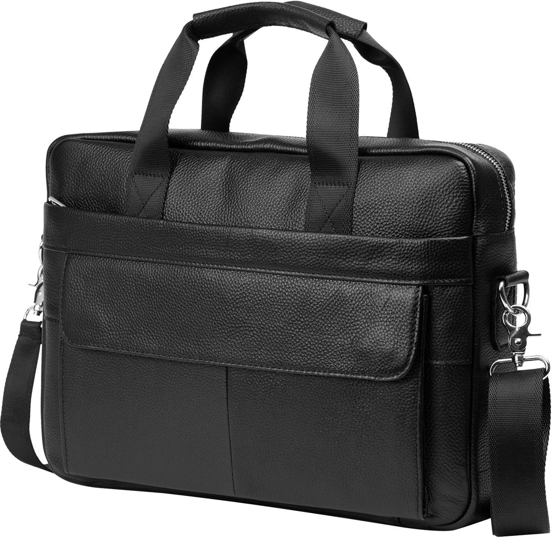 Premium Cowhide Leather 15” (38.1 cm) Business Briefcase with Organiser Compartments