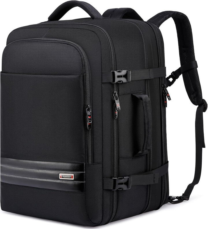 Expandable 45L–55L Water-Resistant Travel Backpack with 18" Laptop Compartment