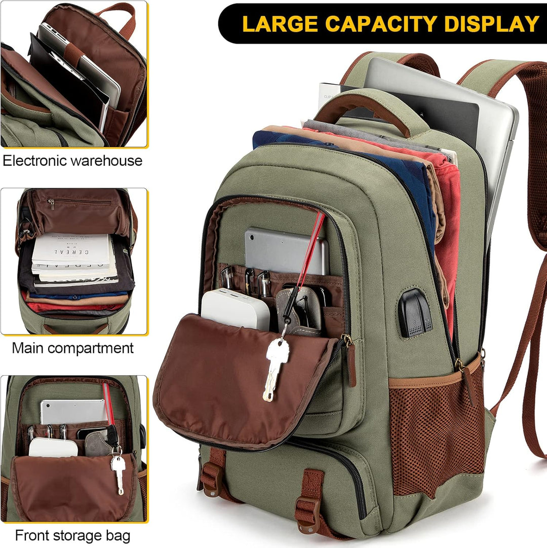 AA OUT OF STOCK Anti-Theft Canvas Laptop & Travel Backpack with USB Port – Fits up to 17.3" (43.94 cm)