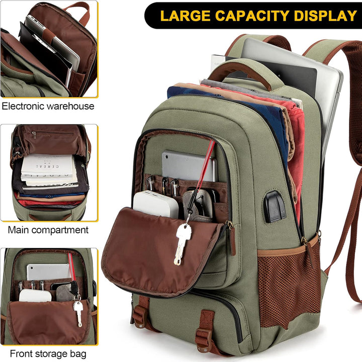 AA OUT OF STOCK Anti-Theft Canvas Laptop & Travel Backpack with USB Port – Fits up to 17.3" (43.94 cm)