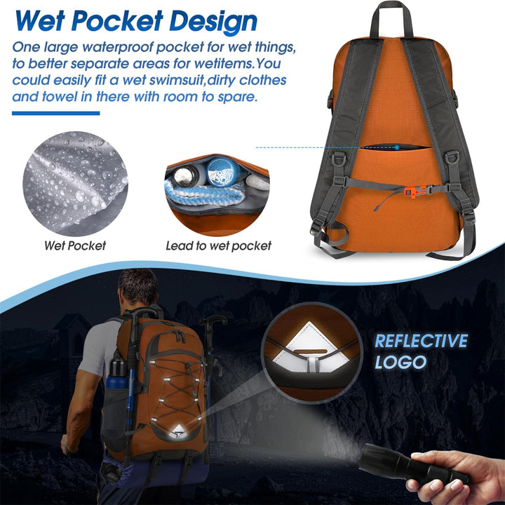 AA OUT OF STOCK 40L Waterproof Hiking & Camping Backpack – Lightweight & Packable – 1+1 FREE