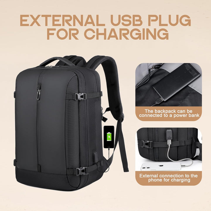 40L Expandable Waterproof Travel Backpack with USB Port & 17” (43.18 cm) Laptop Sleeve – AirVoyage (Buy 1, Take 1 FREE Promo)