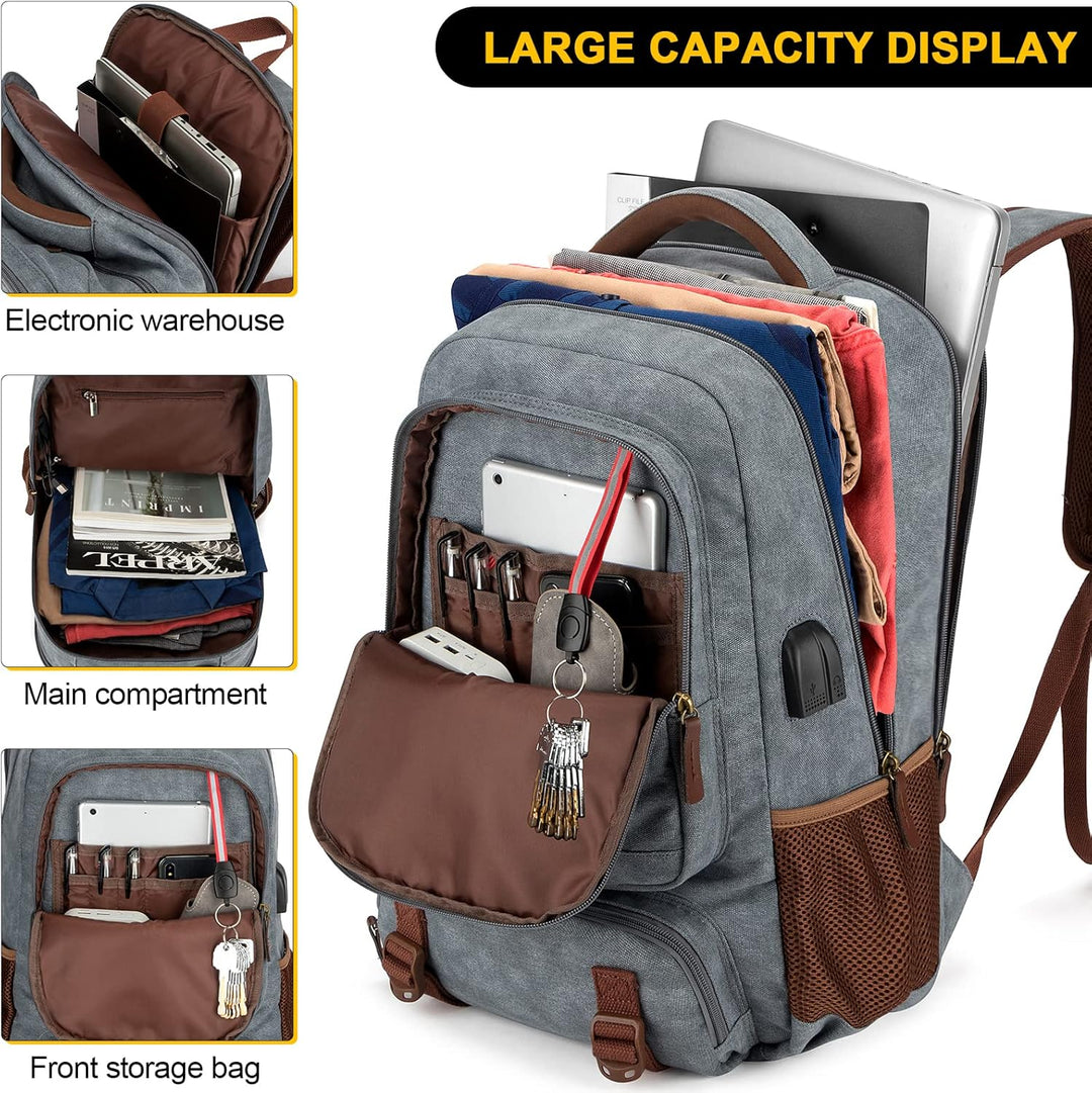 AA OUT OF STOCK Anti-Theft Canvas Laptop & Travel Backpack with USB Port – Fits up to 17.3" (43.94 cm)
