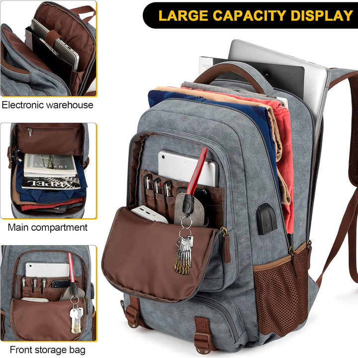 AA OUT OF STOCK Anti-Theft Canvas Laptop & Travel Backpack with USB Port – Fits up to 17.3" (43.94 cm)