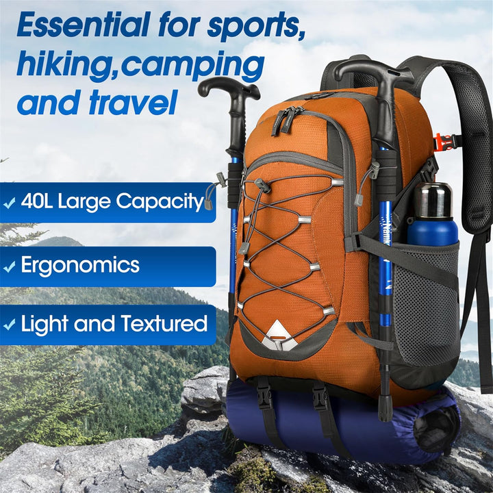 AA OUT OF STOCK 40L Waterproof Hiking & Camping Backpack – Lightweight & Packable – 1+1 FREE