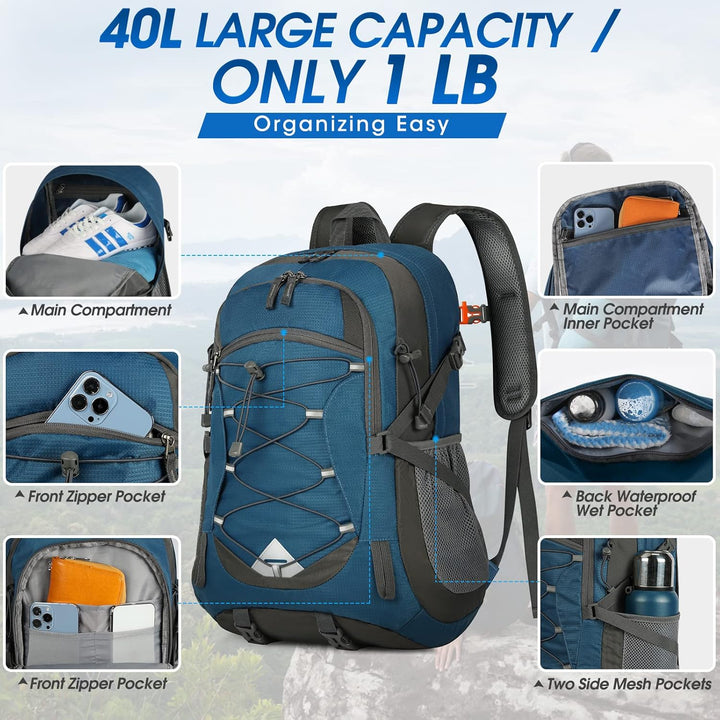 AA OUT OF STOCK 40L Waterproof Hiking & Camping Backpack – Lightweight & Packable – 1+1 FREE