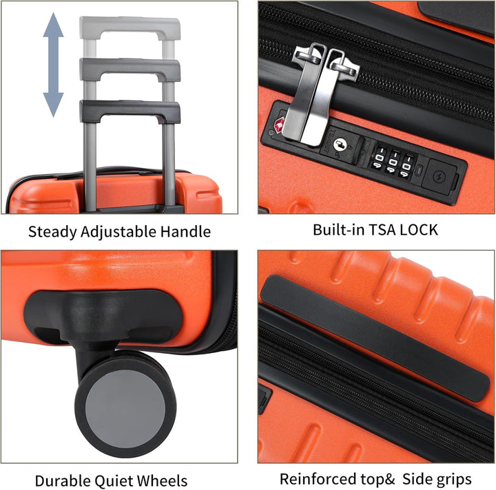 Expandable Hard Shell Carry-On Luggage with Spinner Wheels & TSA Lock