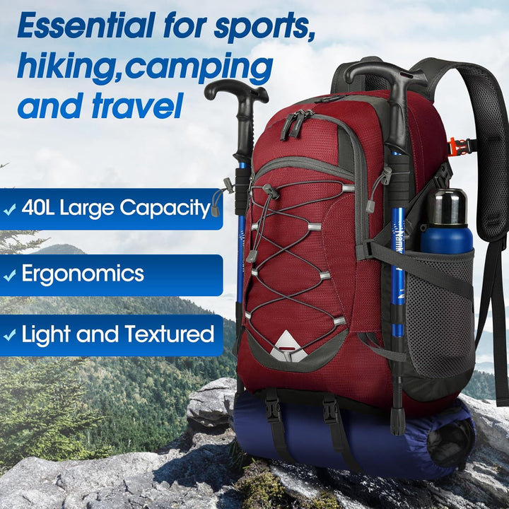 AA OUT OF STOCK 40L Waterproof Hiking & Camping Backpack – Lightweight & Packable – 1+1 FREE