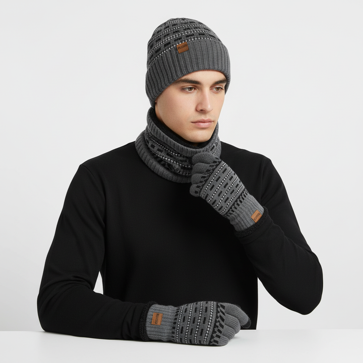 Dreiteiliges Strickset Mit Fleecefutter - Fleeceon