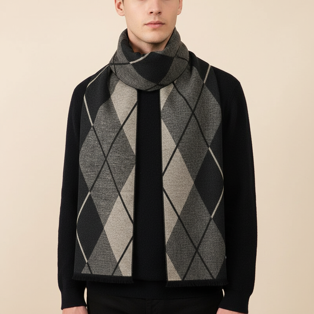 Kariertes Herrenschal Kaschmir Mischgewebe - HeatLoom