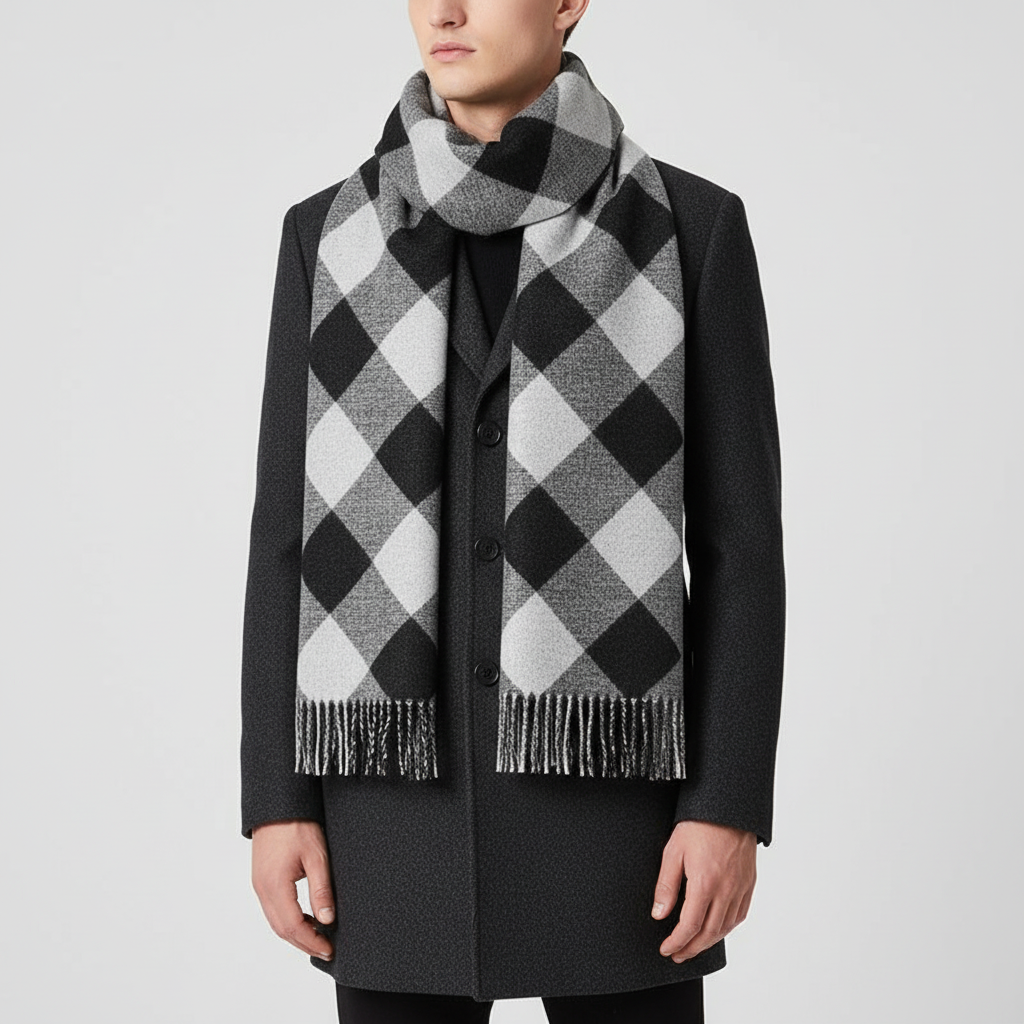 Kariertes Herrenschal Kaschmir Mischgewebe - HeatLoom