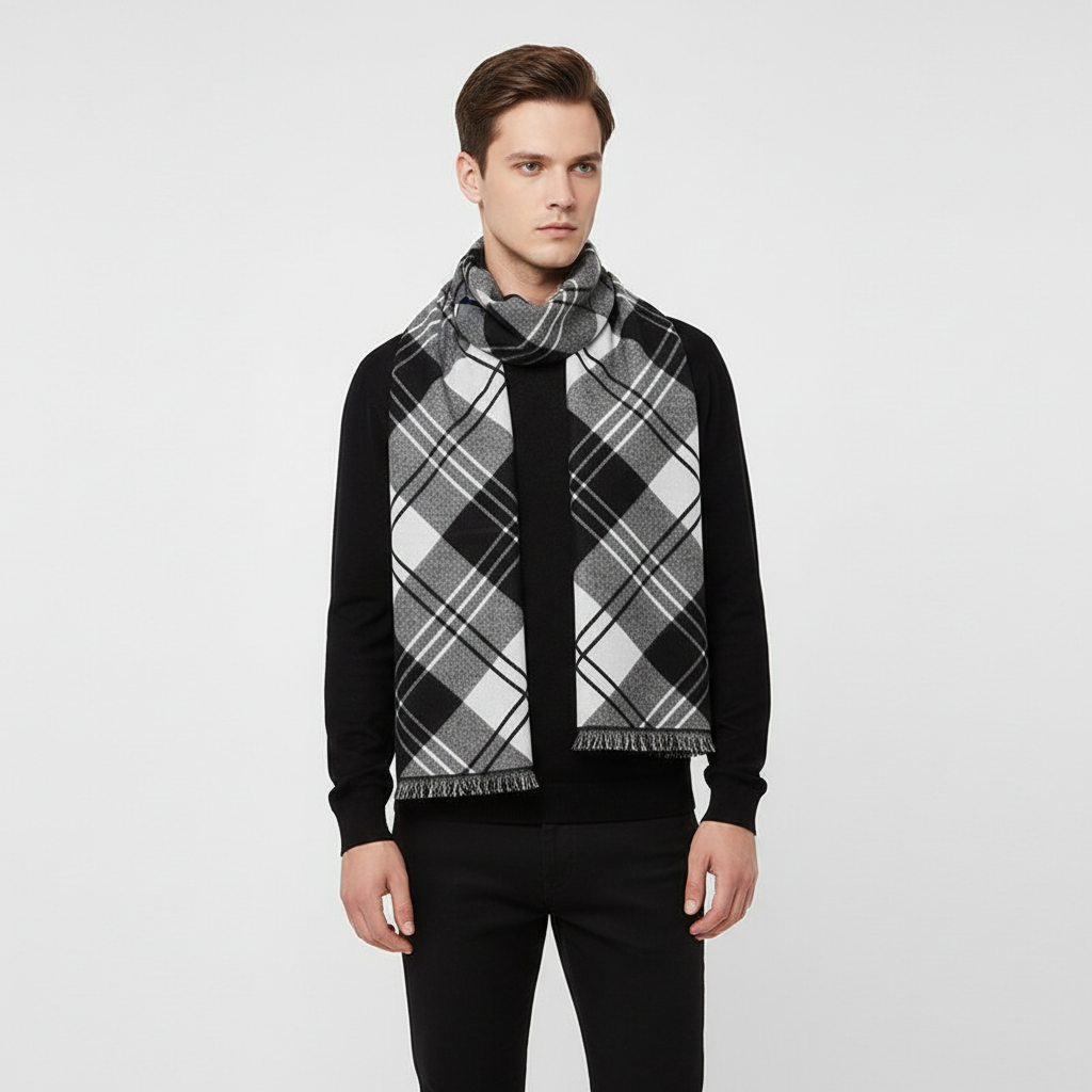 Kariertes Herrenschal Kaschmir Mischgewebe - HeatLoom