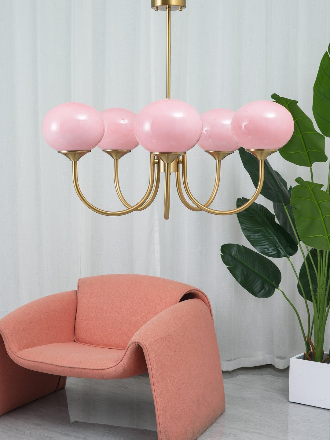 Modern Chandelier - LuxeGlow-Copper+Pink-3 Heads ∅ 18.1″ x H 13.4″ / Dia 46cm x H 34cm-Nora Luxe