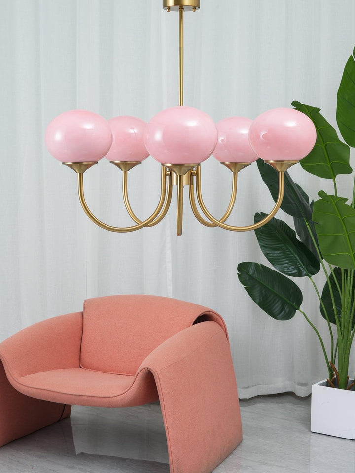 Modern Chandelier - LuxeGlow-Copper+Pink-3 Heads ∅ 18.1″ x H 13.4″ / Dia 46cm x H 34cm-Nora Luxe