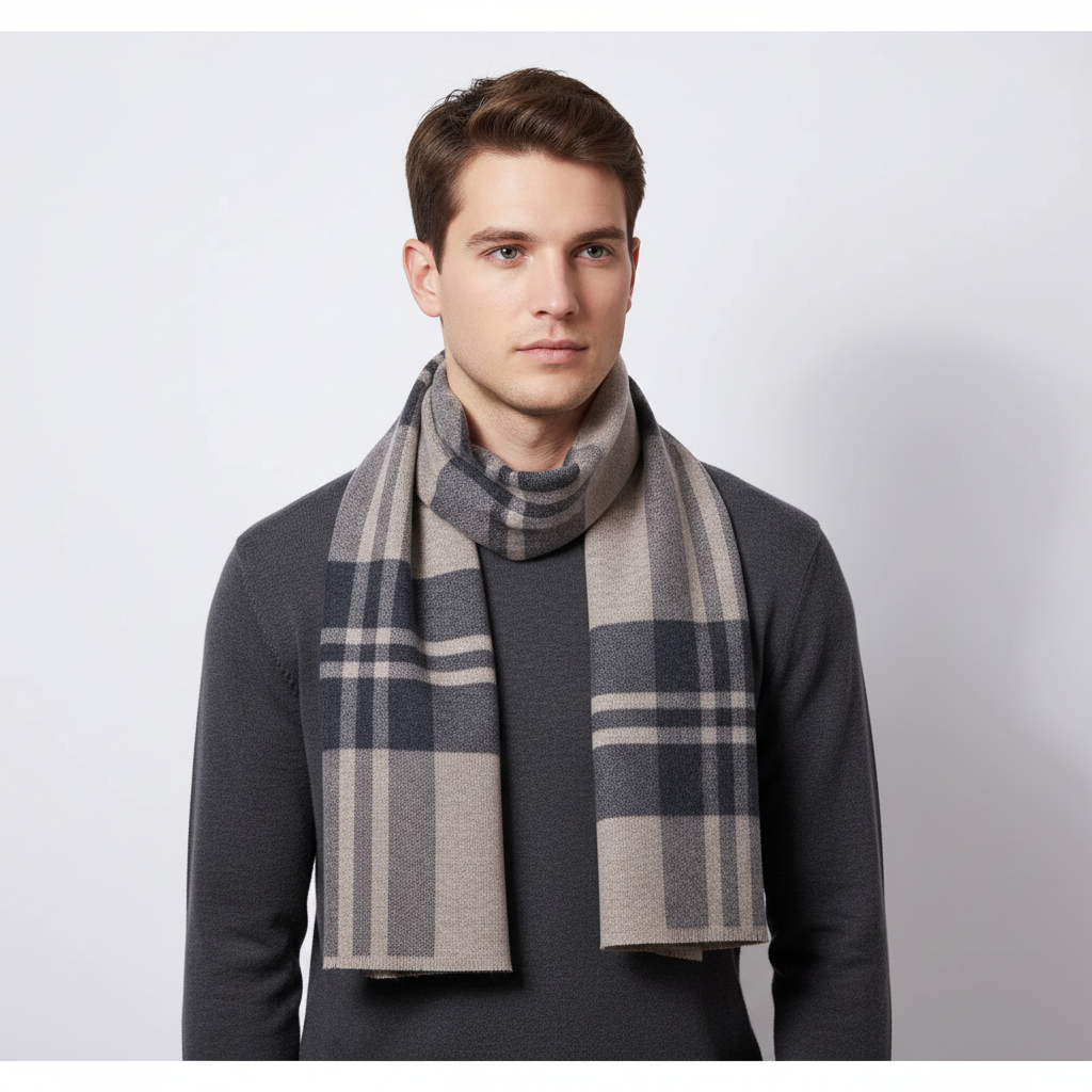 Reine Wolle Flauschiger Herrenschal - WrapNoble