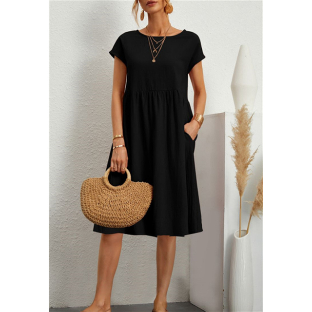 A-Line Jersey Midi Dress - Elise-Black-S-Nora Luxe